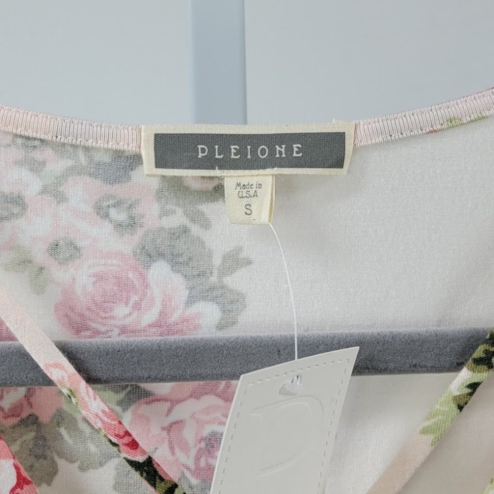 PLEIONE floral print wrap front blouse pink Sz S NEW - Picture 7 of 8
